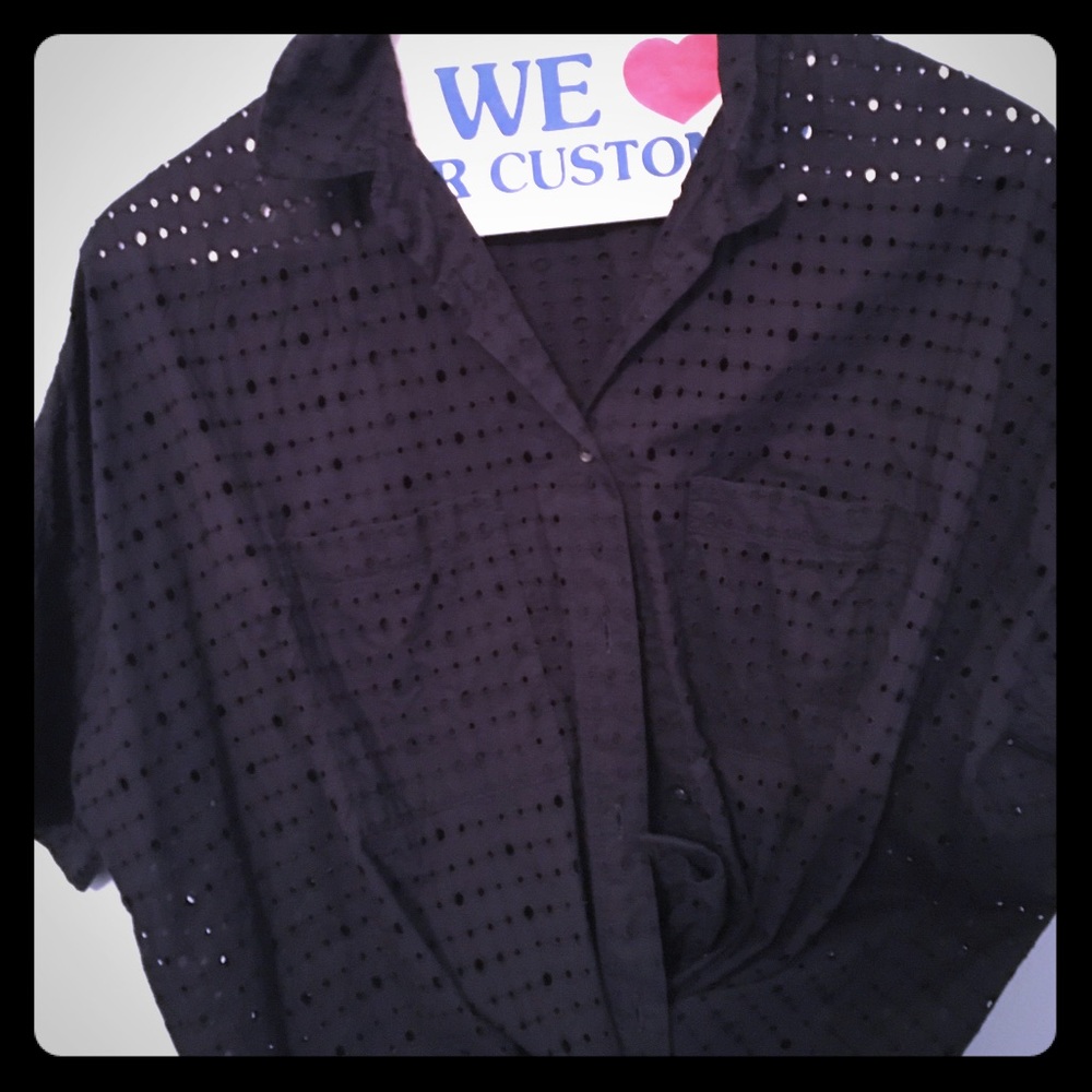Madewell button up eyelet  tee